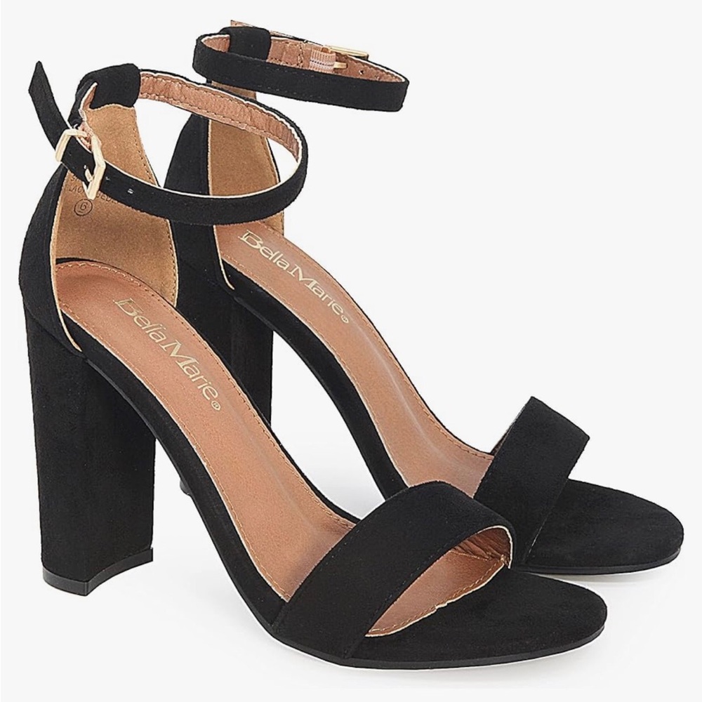 Bella Marie Women's Strappy Open Toe Block High Heel Sandals *Black* Size 8